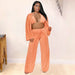 Color-Plus Size Women Clothes Nightclub Sexy Cropped Outfit Cardigan Bell Sleeve Casual Three-Piece Suit-Fancey Boutique