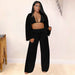 Color-Plus Size Women Clothes Nightclub Sexy Cropped Outfit Cardigan Bell Sleeve Casual Three-Piece Suit-Fancey Boutique