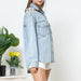 Color-Popular Women Jacket Autumn Winter Long Sleeve Long Ripped Classic Solid Color Denim Jacket-Fancey Boutique