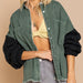 Color-Loose Pockets Stitching Wool Sleeve Jacket Denim Woolen Women Coat-Fancey Boutique