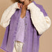 Color-Lavender-Loose Pockets Stitching Wool Sleeve Jacket Denim Woolen Women Coat-Fancey Boutique