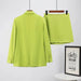 Color-Straight Collared Long Sleeve Blazer Casual High Waist Short Skirt Women Spring Summer Green A line Skirt Set-Fancey Boutique