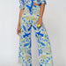 Color-Printed Vertical Cover Shirt Vertical Wide Leg Pants Printed Short Skirt Set-Fancey Boutique