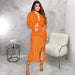 Color-Women Clothing Autumn Sunken Stripe Long Sleeve Split Skirt Set-Fancey Boutique