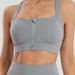 Color-Gray-Plus Size Sports Bra Women Fitness Running High Shockproof Yoga Clothes Big Chest Show Small Beauty Back Zipper Bra-Fancey Boutique