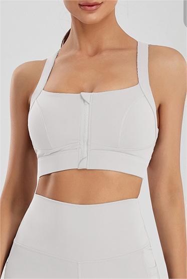 Color-Light Ivory-Plus Size Sports Bra Women Fitness Running High Shockproof Yoga Clothes Big Chest Show Small Beauty Back Zipper Bra-Fancey Boutique