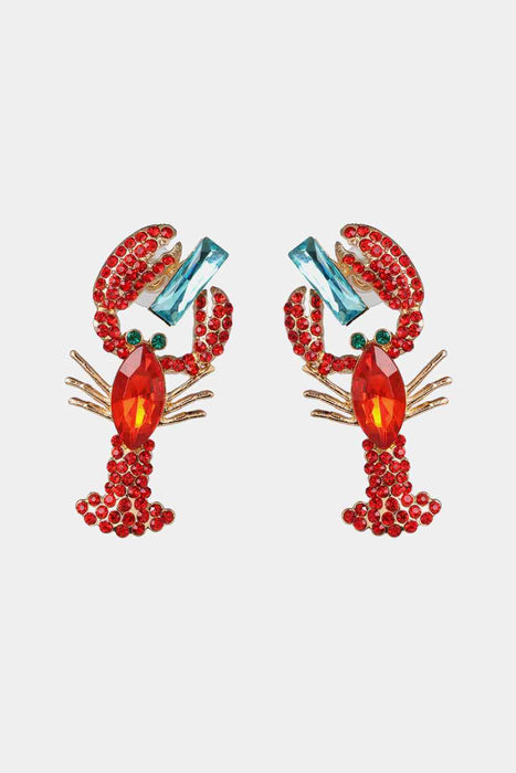 Color-One Size-Lobster Shape Glass Stone Dangle Earrings-Fancey Boutique