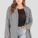 Color-Plus Size Heathered Open Front Trench Coat-Fancey Boutique