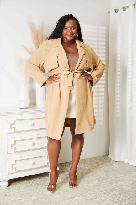 Color-Culture Code Full Size Tied Trench Coat with Pockets-Fancey Boutique