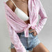 Color-Heart Collared Neck Button Down Shirt-Fancey Boutique