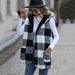 Color-Flash Velvet Casual Women Clothing Mid Length Hooded Sleeveless Plaid Plush Baggy Coat-Fancey Boutique