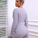 Color-Women Sweater Two Piece Set Twisted String Pattern Drop Shoulder Sweater Knitted Shorts-Fancey Boutique