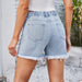 Color-Summer Washed Diamond Beaded Denim Shorts Tassel Pants-Fancey Boutique