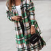 Color-Autumn Winter Polo Collar Single-Breasted Long Sleeve Plaid Shacket Coat-Fancey Boutique