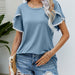 Color-The blue-gray-Women Clothing Summer Round Neck Tassel Tulip Sleeve T Shirt Casual Top Women-Fancey Boutique