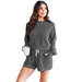 Color-Dark Gray-Autumn Winter Solid Color round Neck Pullover Long Sleeve Sweater Women Casual Shorts Suit-Fancey Boutique