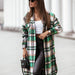 Color-Autumn Winter Polo Collar Single-Breasted Long Sleeve Plaid Shacket Coat-Fancey Boutique