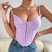 Color-Summer Lace Breasted Rhombus Boning Corset Design Sling Lilac Sexy Vest-Fancey Boutique