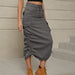 Color-Dark Gray-Women Clothing Skirt Casual Mid Length Skirt-Fancey Boutique