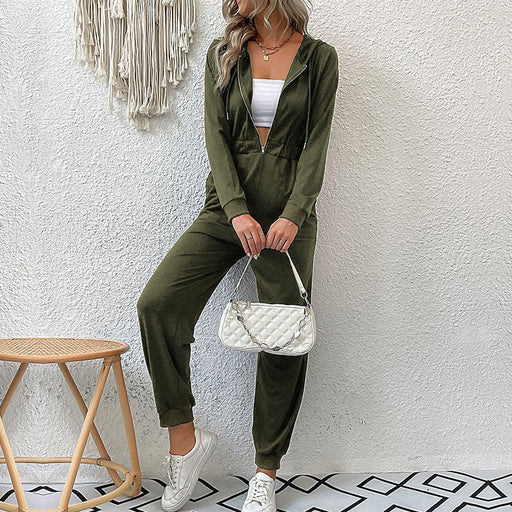 Color-Army Green-Autumn Winter Women Clothing Solid Color Tooling Casual Jumpsuit-Fancey Boutique