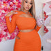 Color-Spring Women Clothing Sexy Hollow Out Cutout Tight Skirt Long Sleeve T shirt Suit-Fancey Boutique