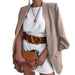 Color-Khaki-Women Clothing Cardigan Coat Polo Collar Slim Fit Cardigan Small Blazer-Fancey Boutique