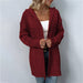 Color-Burgundy-Autumn Winter Solid Color Hooded Twist Knitwear Cardigan Sweater Women Coat-Fancey Boutique