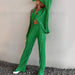 Color-Green-Spring Summer Solid Color Texture Loose Slimming Pleated Casual Suit textured-Fancey Boutique