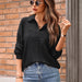 Color-Black-Autumn Winter Women Clothing Casual Solid Color Polo Collar Loose Long Sleeve Trend Knitting Top-Fancey Boutique