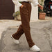 Color-Autumn Winter Women Casual High Waist Straight Pants Pocket Office Retro Work Pant Women-Fancey Boutique