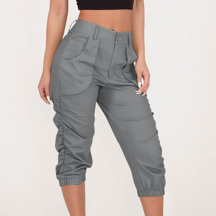 Color-Gray-Women Clothing Casual Cropped Pants Workwear Harem Pants-Fancey Boutique