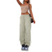 Color-Green-Women Clothing Loose Tied Multi Bag Straight Stretch Workwear Casual Pants-Fancey Boutique