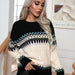 Color-Pop Jacquard Twisted Twist Vintage Long Sleeve Knitted Pullover Sweater Women-Fancey Boutique