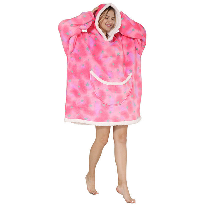 Color-Eyes Closed Adult Cold-Proof Clothes-Pajamas Thickened Double-Layer Lazy Can Wear Lazy Blanket Super Soft Lazy Hooded Pajamas Double-Layer Lazy Sweater-Fancey Boutique