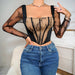 Color-Early Autumn Slimming Breasted Boning Corset Sexy Lace Stitching Square Collar Inner Wear Blouse Women-Fancey Boutique