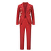 Color-Red-Autumn Winter Office Long Sleeve Small Work Pant Suit Casual Professional Women-Fancey Boutique