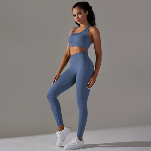 Color-Yoga Wear Suit Seamless Breathable Vest Sports Underwear High Waist Hip Lift Fitness Pants Suit-Fancey Boutique