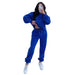 Color-Blue-Autumn Winter Solid Color Long Sleeve Hooded Fleece Lined Sweater Women Casual Trousers sets-Fancey Boutique