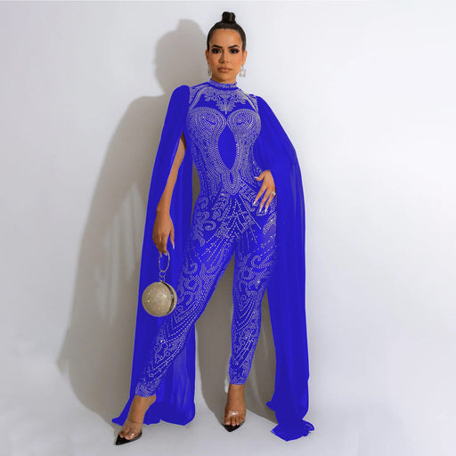 Color-Autumn Winter Women Clothing Sexy Mesh Rhinestone See through Nightclub Jumpsuit Women-Fancey Boutique