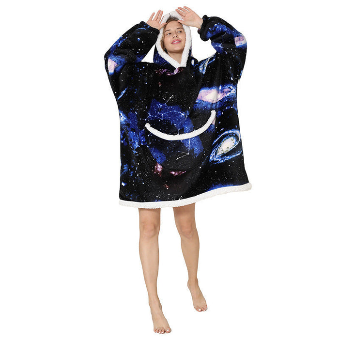 Color-Universe Adult Cold-Proof Clothes-Pajamas Thickened Double-Layer Lazy Can Wear Lazy Blanket Super Soft Lazy Hooded Pajamas Double-Layer Lazy Sweater-Fancey Boutique