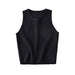 Color-Black-Korean Simple Solid Color Round Neck Top Elegant Women Clothing Spring Arrival Slim Fit Short Sweater-Fancey Boutique