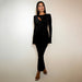 Color-Sexy Long Sleeve round Neck Stitching Ruffle Horn Long Sleeve Narrow Slim Fit Maxi Dress-Fancey Boutique