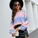 Color-Women Clothing Gradient Color Knitted Top Sweater Lazy Long Sleeve Pullover Sweater-Fancey Boutique