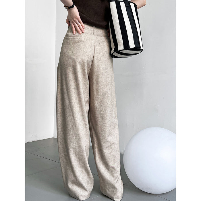 Color-Minimalist Old Money Mopping Work Pant for Women Spring Autumn Office Loose Drooping Wide Leg Pants-Fancey Boutique
