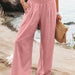 Color-Pink-Spring Summer Women Casual Trousers Casual Cotton Distressed Mid Waist Trousers Outer Wear-Fancey Boutique