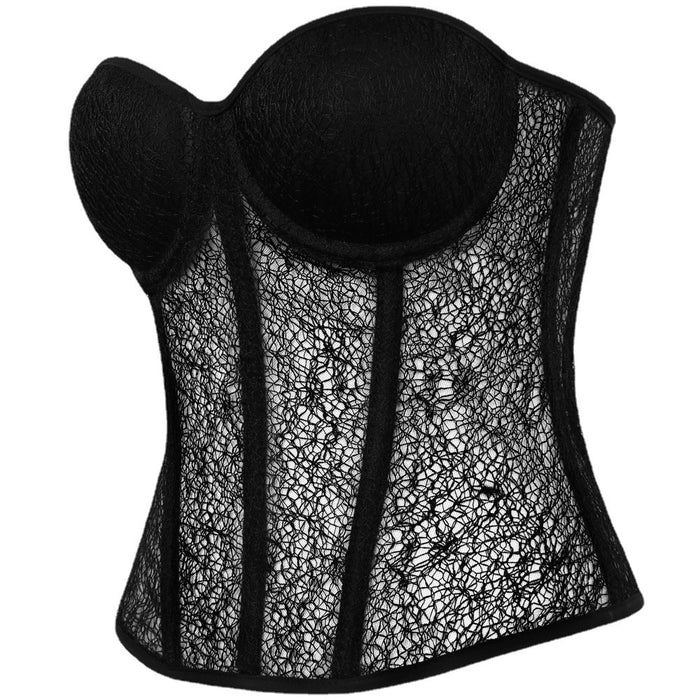 Color-Court Women Summer Outer Wear Inner Wear Sexy Slim Fit Hollow Out Cutout Corset Boning Corset Boning Corset Bra Top Mesh Camisole Vest-Fancey Boutique