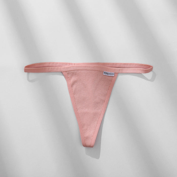 Color-Pink-Women T-Back Low Waist Seamless Sexy Threaded Cotton Underwear Women Briefs-Fancey Boutique