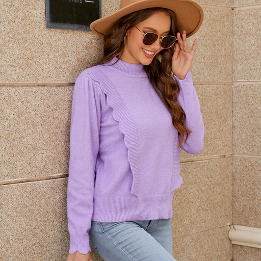 Color-Casual Round Neck Sweater Women Pullover Autumn Winter Loose Fitting Long Sleeve Sweater Bottoming Shirt Top-Fancey Boutique
