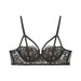Color-Black (singleton)-French Embroidery Underwear Women 1/2 Rabbit Ear Cup Soft Steel Ring Sexy Floral Lace Bra Panties Set-Fancey Boutique