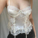 Color-Sexy Sexy Lace Bra Strappy Bow Small Floral Design Sexy See Through Irregular Asymmetric Vest-Fancey Boutique